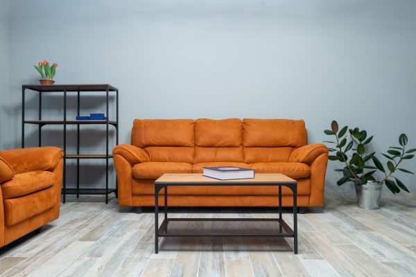 Leather Sofa, Top-Grain 3 Seater Leather Couch