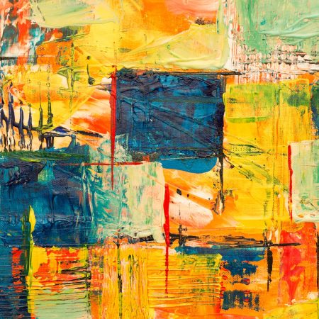 Warm color block abstract oil painting
