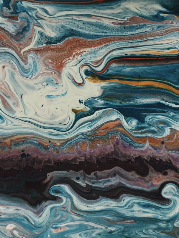 Blue Abstract Ocean Oil Painting - Image 2